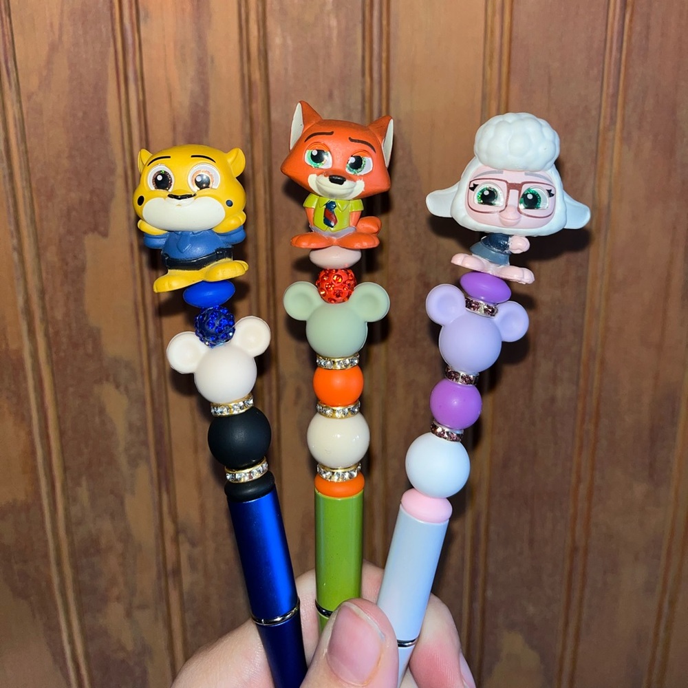 Disney Doorables Zootopia Handmade Beaded Ballpoint Pens 3PC Set